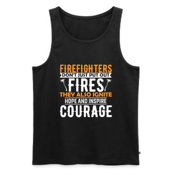 Les pompiers ne se contentent pas d’éteindre les incendies, ils ne se contentent pas d’éteindre les incendies. - Débardeur bio Premium Homme - noir - Devant - AI Model Male 178 light (178cm)