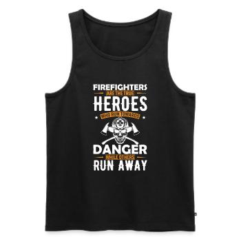 Feuerwehrleute sind die wahren Helden, die auf d - Männer Premium Bio Tank Top - Schwarz - Vorne - Michal (187cm)