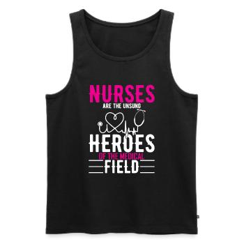 Krankenschwestern sind die unbesungenen Helden des medizinischen Bereichs - Männer Premium Bio Tank Top - Schwarz - Vorne - AI Model Male 178 light (178cm)