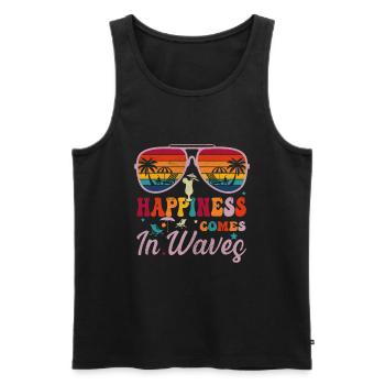 Happiness comes in waves - Men's Premium Organic Tank Top - black - Front - Michal (187cm)