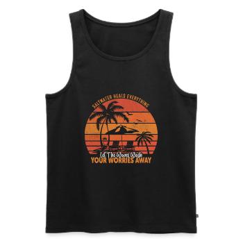 Salzwasser heilt alles; Lass dich von den Wellen waschen - Männer Premium Bio Tank Top - Schwarz - Vorne - AI Model Male 178 light (178cm)