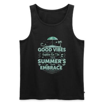 Gutes geschieht auf den Gezeiten der warmen Sommerzeit - Männer Premium Bio Tank Top - Schwarz - Vorne - AI Model Male 178 light (178cm)