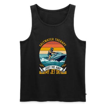 Thérapie à l’eau salée : juste moi et mon Jet Ski. - Débardeur bio Premium Homme - noir - Devant - AI Model Male 178 light (178cm)