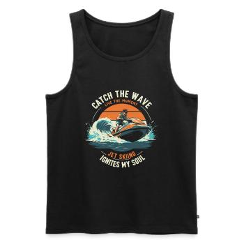 Attrapez la vague, vivez l’instant présent - Jet Ski - Débardeur bio Premium Homme - noir - Devant - Michal (187cm)