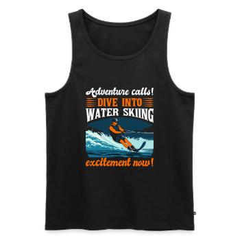Das Abenteuer ruft! Tauchen Sie ein in die Aufregung des Wasserskifahrens - Männer Premium Bio Tank Top - Schwarz - Vorne - AI Model Male 178 light (178cm)