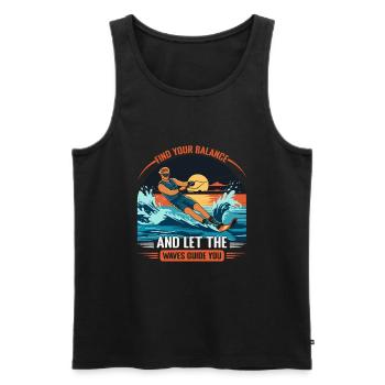 Find your balance and let the waves guide you. - Men's Premium Organic Tank Top - black - Front - Michal (187cm)