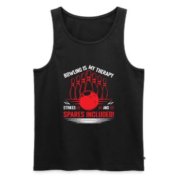 Bowling is my therapy – strikes and spares include - Men's Premium Organic Tank Top - black - Front - Michal (187cm)
