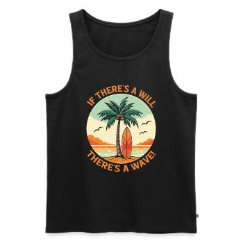 Wenn es einen Willen gibt, gibt es eine Welle! - Männer Premium Bio Tank Top - Schwarz - Vorne - AI Model Male 178 light (178cm)