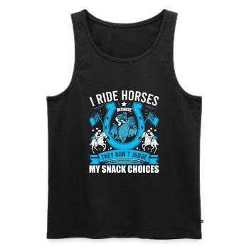 Je monte à cheval parce qu’ils ne jugent pas ma collation ch - Débardeur bio Premium Homme - noir - Devant - Michal (187cm)