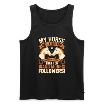Mein Pferd hat einen besseren Instagram-Account als ich - Männer Premium Bio Tank Top - Schwarz - Vorne - AI Model Male 178 light (178cm)