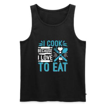 Ich koche, weil ich es liebe zu essen - Männer Premium Bio Tank Top - Schwarz - Vorne - Michal (187cm)