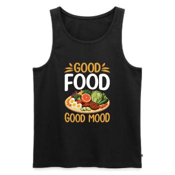 Gutes Essen = Gute Laune. - Männer Premium Bio Tank Top - Schwarz - Vorne - AI Model Male 178 light (178cm)