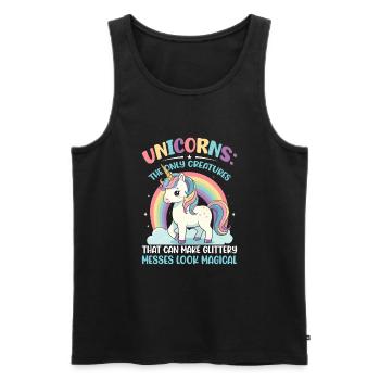 Einhörner: Die einzigen Lebewesen, die Glitzer erzeugen können - Männer Premium Bio Tank Top - Schwarz - Vorne - Michal (187cm)
