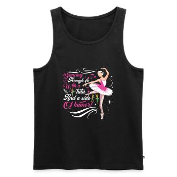 Danser dans la vie – avec un tutu et un côté de h - Débardeur bio Premium Homme - noir - Devant - Michal (187cm)