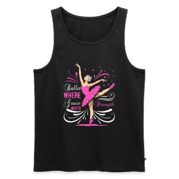 Le ballet : quand la grâce rencontre la force - Débardeur bio Premium Homme - noir - Devant - Michal (187cm)