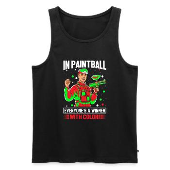 In paintball, everyone’s a winner – with color! - Men's Premium Organic Tank Top - black - Front - Michal (187cm)