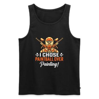 Ich habe mich für Paintball statt Malerei entschieden! - Männer Premium Bio Tank Top - Schwarz - Vorne - Michal (187cm)