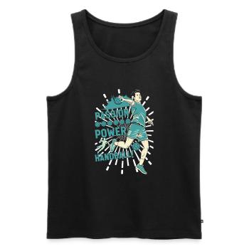 Passion, Power, Handball! - Men's Premium Organic Tank Top - black - Front - Michal (187cm)