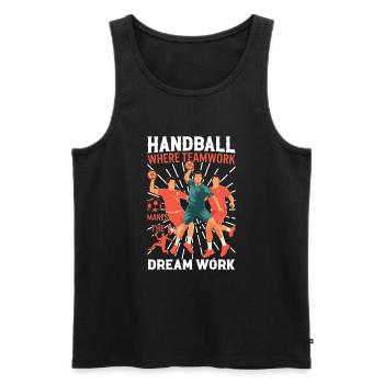 Handball : là où le travail d’équipe fait fonctionner le rêve ! - Débardeur bio Premium Homme - noir - Devant - Michal (187cm)