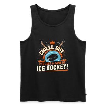 Détendez-vous – ce n’est qu’une partie de hockey ! - Débardeur bio Premium Homme - noir - Devant - Michal (187cm)