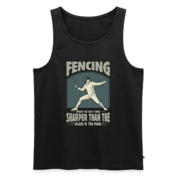 Fencing: Where the only thing sharper than the bla - Men's Premium Organic Tank Top - black - Front - Michal (187cm)