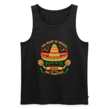 Das Herz Mexikos schlägt in seiner Musik, seinem Essen und seiner - Männer Premium Bio Tank Top - Schwarz - Vorne - Michal (187cm)