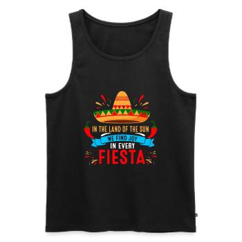 Im Land der Sonne finden wir Freude an jedem Fiest - Männer Premium Bio Tank Top - Schwarz - Vorne - Michal (187cm)