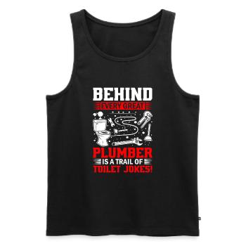 Behind every great plumber is a trail of toilet - Men's Premium Organic Tank Top - black - Front - Michal (187cm)