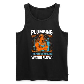 Sanitär: Die Kunst, Wasser fließen zu lassen! - Männer Premium Bio Tank Top - Schwarz - Vorne - AI Model Male 178 light (178cm)