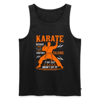Karaté : Parce que parfois, en parler - Débardeur bio Premium Homme - noir - Devant - Michal (187cm)