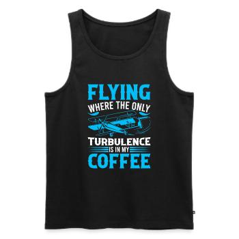 Voler : Où la seule turbulence est dans mon café ! - Débardeur bio Premium Homme - noir - Devant - Michal (187cm)