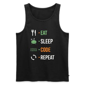 Essen, schlafen, codieren, wiederholen. - Männer Premium Bio Tank Top - Schwarz - Vorne - Michal (187cm)