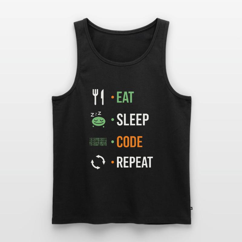Eat, sleep, code, repeat. Men's Premium Organic Tank Top