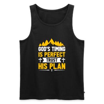 God’s timing is perfect; trust His plan. - Men's Premium Organic Tank Top - black - Front - AI Model Male 178 light (178cm)