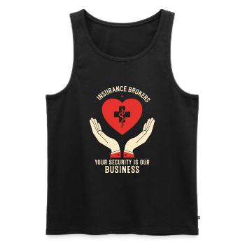 Insurance Brokers: Your security is our business. - Men's Premium Organic Tank Top - black - Front - Michal (187cm)
