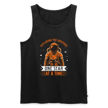 Exploring the universe, one star at a time. - Men's Premium Organic Tank Top - black - Front - AI Model Male 178 light (178cm)