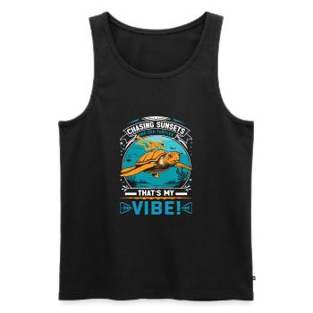 Chasing sunsets and sea turtles – that’s my vibe! - Men's Premium Organic Tank Top - black - Front - AI Model Male 178 light (178cm)
