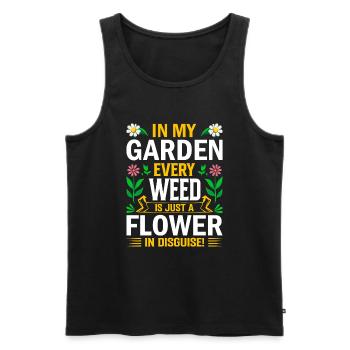 In meinem Garten ist jedes Unkraut nur eine verkappte Blume - Männer Premium Bio Tank Top - Schwarz - Vorne - AI Model Male 178 light (178cm)