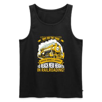 Why did the train driver bring a ladder? To reach - Men's Premium Organic Tank Top - black - Front - Michal (187cm)