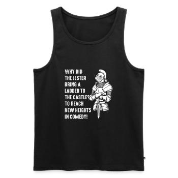 Warum hat der Hofnarr eine Leiter zum Schloss gebracht? T - Männer Premium Bio Tank Top - Schwarz - Vorne - AI Model Male 178 light (178cm)