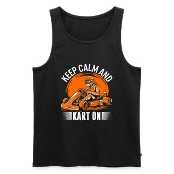 Gardez votre calme et faites du karting ! - Débardeur bio Premium Homme - noir - Devant - AI Model Male 178 light (178cm)