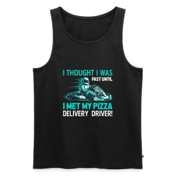 Ich dachte, ich wäre schnell, bis ich meinen Pizzalieferanten traf - Männer Premium Bio Tank Top - Schwarz - Vorne - Michal (187cm)