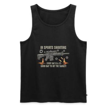 Dans le tir sportif, chaque jour est un bon jour à frapper - Débardeur bio Premium Homme - noir - Devant - AI Model Male 178 light (178cm)