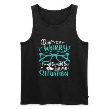 Keine Sorge, ich habe für jeden Sitz das richtige Glas - Männer Premium Bio Tank Top - Schwarz - Vorne - Michal (187cm)