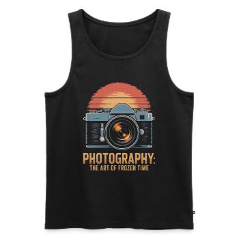 La photographie : l’art du temps figé - Débardeur bio Premium Homme - noir - Devant - AI Model Male 178 light (178cm)
