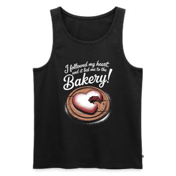 Ich folgte meinem Herzen, und es führte mich zum Bäcker! - Männer Premium Bio Tank Top - Schwarz - Vorne - AI Model Male 178 light (178cm)