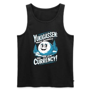 Yukigassen : Où les boules de neige sont la nouvelle monnaie ! - Débardeur bio Premium Homme - noir - Devant - AI Model Male 178 light (178cm)