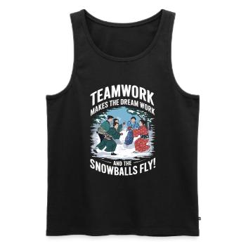 Teamwork macht den Traum wahr – und die Schneebälle - Männer Premium Bio Tank Top - Schwarz - Vorne - Michal (187cm)