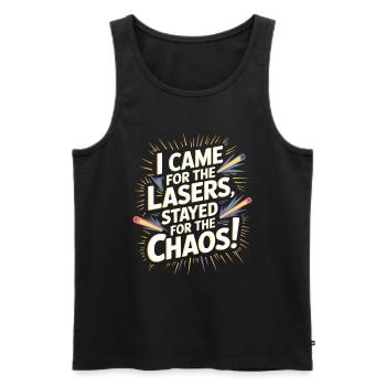 Je suis venu pour les lasers, je suis resté pour le chaos ! - Débardeur bio Premium Homme - noir - Devant - Michal (187cm)