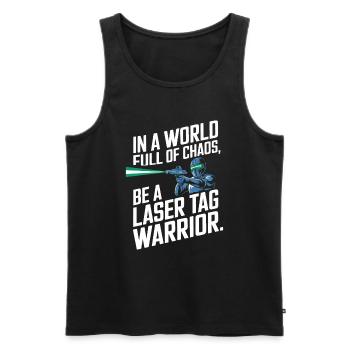 In a world full of chaos, be a laser tag warrior. - Men's Premium Organic Tank Top - black - Front - Michal (187cm)